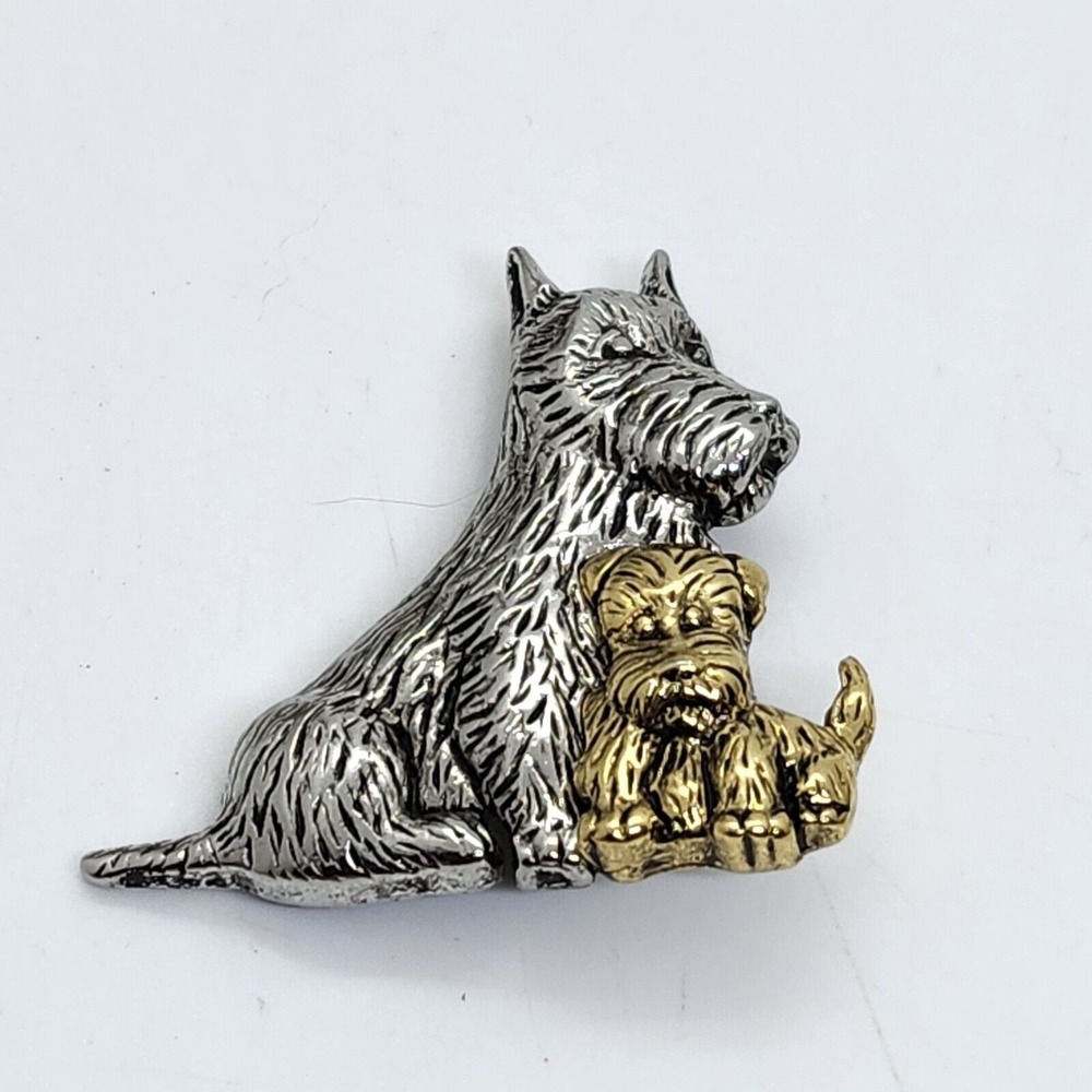 Scottish Terrier Scottie Dog Two Tone Puppy Mother Silver Gold Liz Claiborne